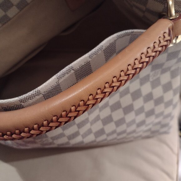 Louis Vuitton Checkered Handbag - Gray and Tan - Picture 7 of 16